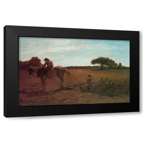The Brush Harrow Black Modern Wood Framed Art Print with Double Matting by Homer, Winslow