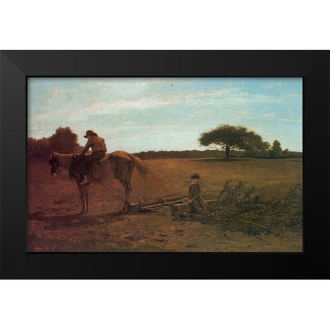 The Brush Harrow Black Modern Wood Framed Art Print by Homer, Winslow
