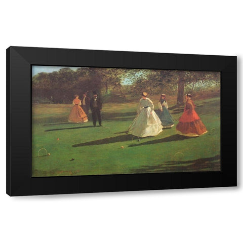 The Croquet Players Black Modern Wood Framed Art Print with Double Matting by Homer, Winslow