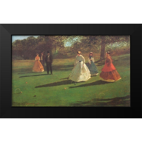 The Croquet Players Black Modern Wood Framed Art Print by Homer, Winslow