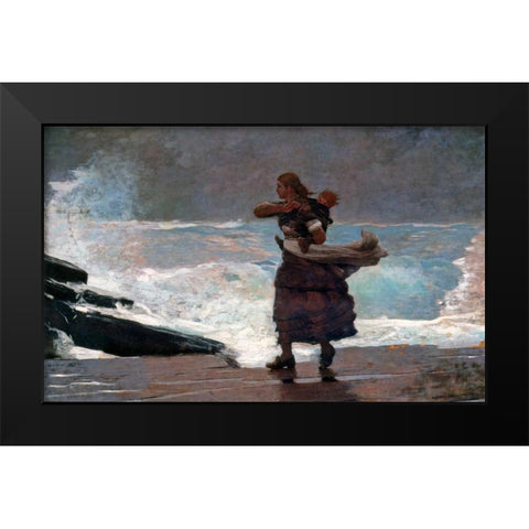 The Gale Black Modern Wood Framed Art Print by Homer, Winslow