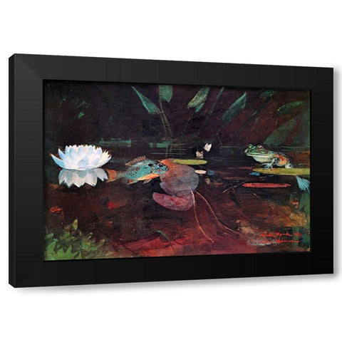 The Mink Pond Black Modern Wood Framed Art Print with Double Matting by Homer, Winslow