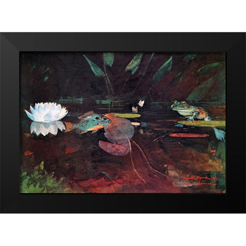 The Mink Pond Black Modern Wood Framed Art Print by Homer, Winslow