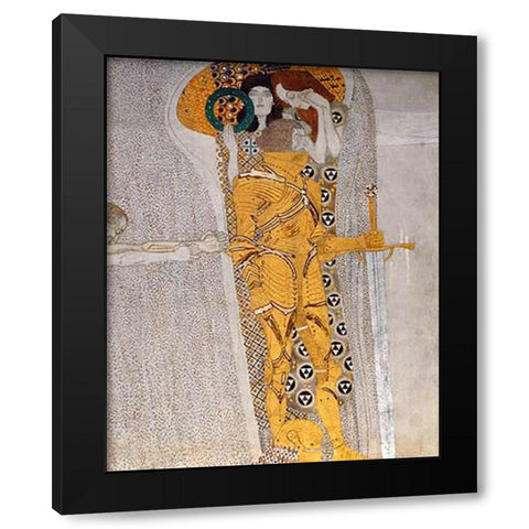 Beethoven Frieze (detail 3) Black Modern Wood Framed Art Print with Double Matting by Klimt, Gustav