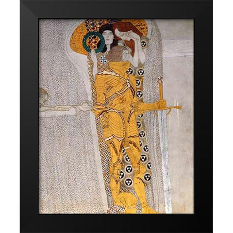 Beethoven Frieze (detail 3) Black Modern Wood Framed Art Print by Klimt, Gustav