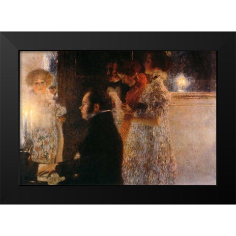 Schubert At The Piano 1899 Black Modern Wood Framed Art Print by Klimt, Gustav