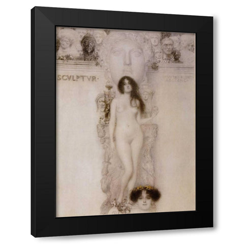 Sculpture 1896 Black Modern Wood Framed Art Print with Double Matting by Klimt, Gustav