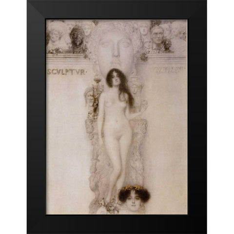 Sculpture 1896 Black Modern Wood Framed Art Print by Klimt, Gustav