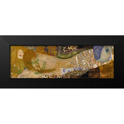 Sea Serpents I Black Modern Wood Framed Art Print by Klimt, Gustav