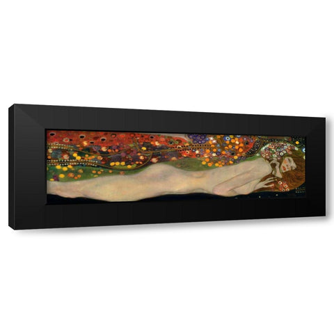 Sea Serpents III Black Modern Wood Framed Art Print by Klimt, Gustav