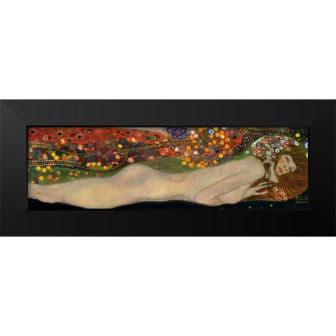 Sea Serpents III Black Modern Wood Framed Art Print by Klimt, Gustav