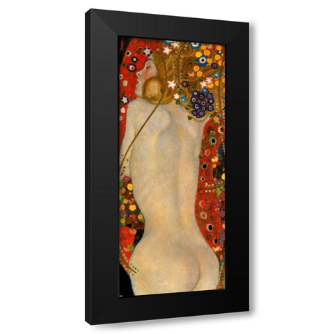 Sea Serpents IV Black Modern Wood Framed Art Print by Klimt, Gustav