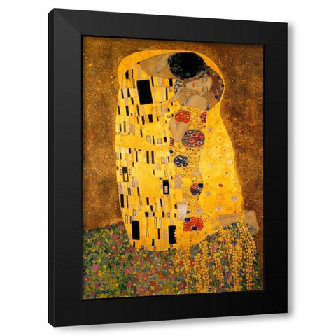 The Kiss - detail 1 Black Modern Wood Framed Art Print with Double Matting by Klimt, Gustav