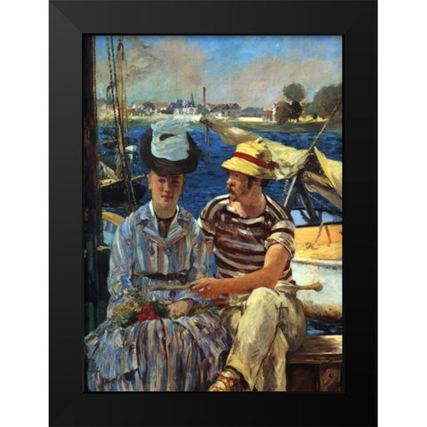 Argenteuil Black Modern Wood Framed Art Print by Manet, Edouard