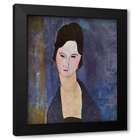 Portrait Of A Woman Black Modern Wood Framed Art Print by Modigliani, Amedeo