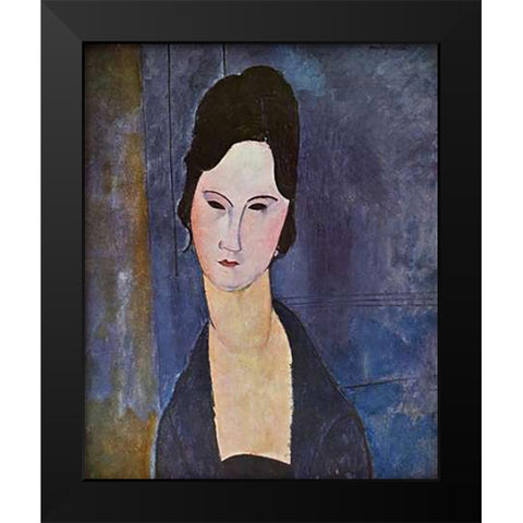 Portrait Of A Woman Black Modern Wood Framed Art Print by Modigliani, Amedeo