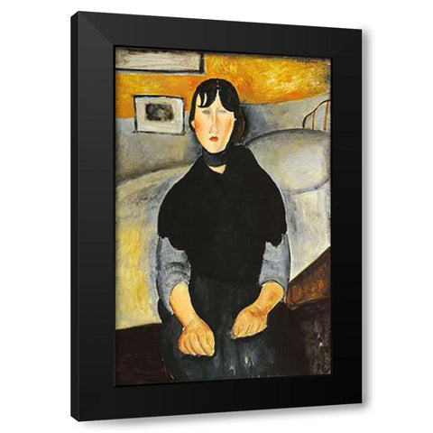 Young Woman Of The People Black Modern Wood Framed Art Print by Modigliani, Amedeo