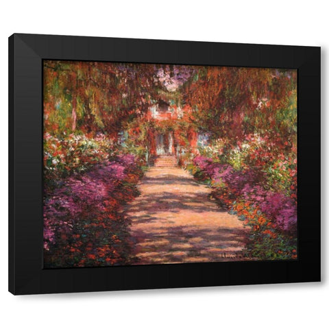 A Lane In Monets Garden Giverny II Black Modern Wood Framed Art Print by Monet, Claude