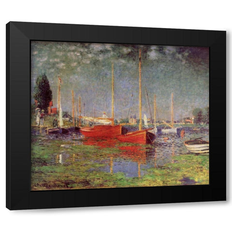 Argenteuil, 1875 Black Modern Wood Framed Art Print with Double Matting by Monet, Claude