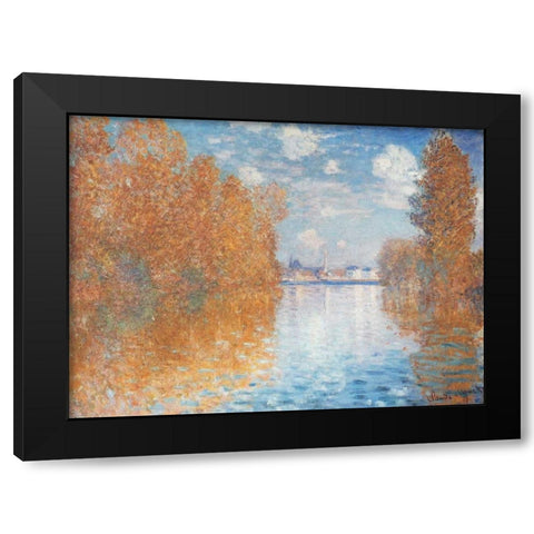 Autumn Effect at Argenteuil, 1873 Black Modern Wood Framed Art Print by Monet, Claude