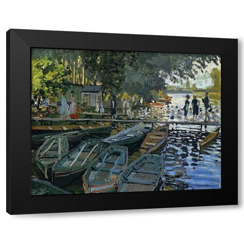 Bathing At La Grenouillere 1869 Black Modern Wood Framed Art Print with Double Matting by Monet, Claude