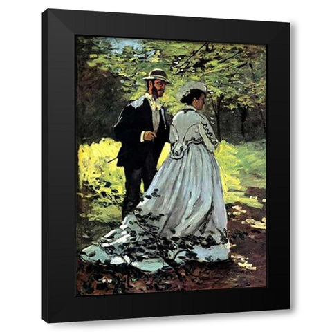 Bazille And Camille 1865 Black Modern Wood Framed Art Print with Double Matting by Monet, Claude