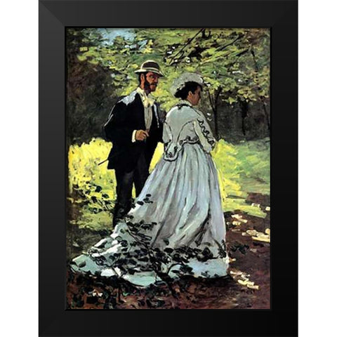 Bazille And Camille 1865 Black Modern Wood Framed Art Print by Monet, Claude