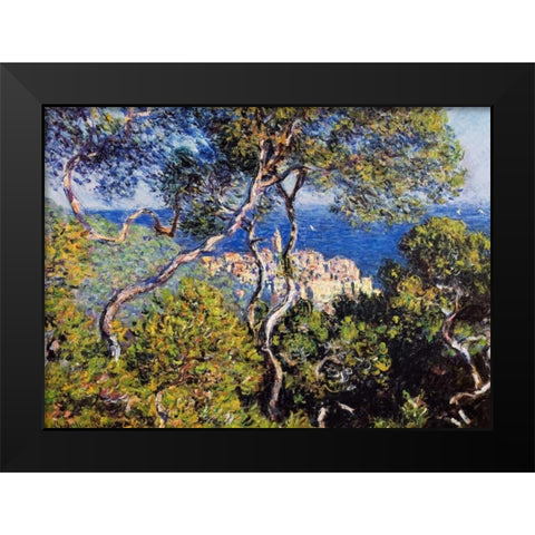 Bordighera Black Modern Wood Framed Art Print by Monet, Claude