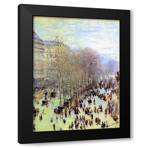 Boulevard des Capucines, 1873 Black Modern Wood Framed Art Print by Monet, Claude