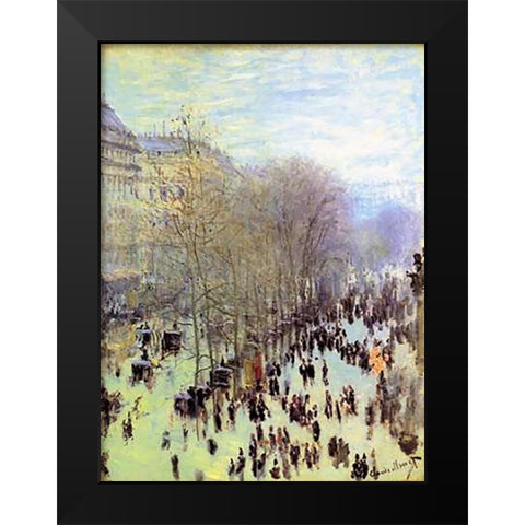 Boulevard des Capucines, 1873 Black Modern Wood Framed Art Print by Monet, Claude