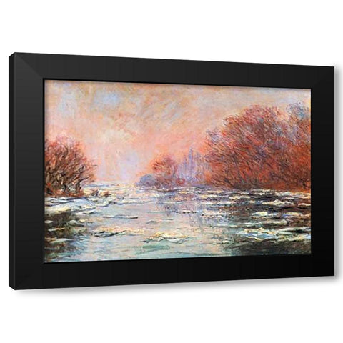 Breakup Of The Ice Near Vetheuil Black Modern Wood Framed Art Print by Monet, Claude