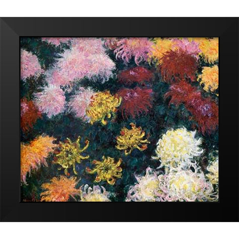 Museumysanthemums Black Modern Wood Framed Art Print by Monet, Claude