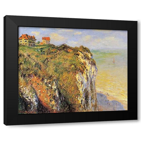 Cilffs At Dieppe 1882 Black Modern Wood Framed Art Print by Monet, Claude