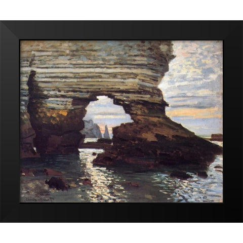 Cliff At Etretat Black Modern Wood Framed Art Print by Monet, Claude