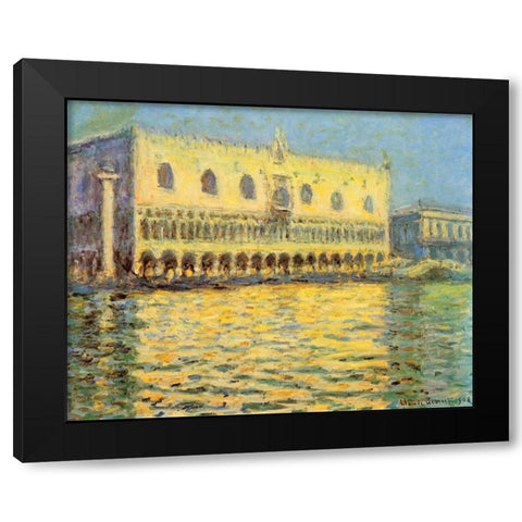 Doges Palace Seen From San Giorgio Black Modern Wood Framed Art Print with Double Matting by Monet, Claude