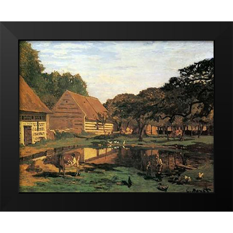 Farmyard In Normandy 1863 Black Modern Wood Framed Art Print by Monet, Claude