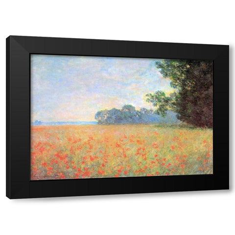Field Of Oats With Poppies 1890 Black Modern Wood Framed Art Print by Monet, Claude
