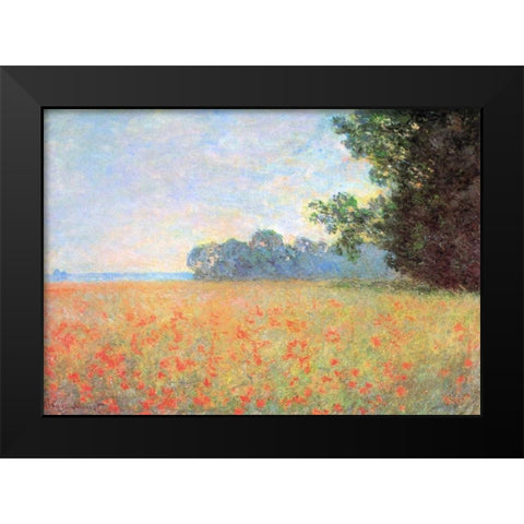 Field Of Oats With Poppies 1890 Black Modern Wood Framed Art Print by Monet, Claude