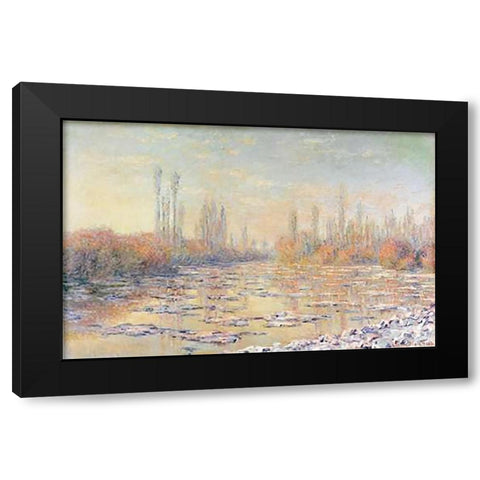Floating Ice 1880 Black Modern Wood Framed Art Print by Monet, Claude