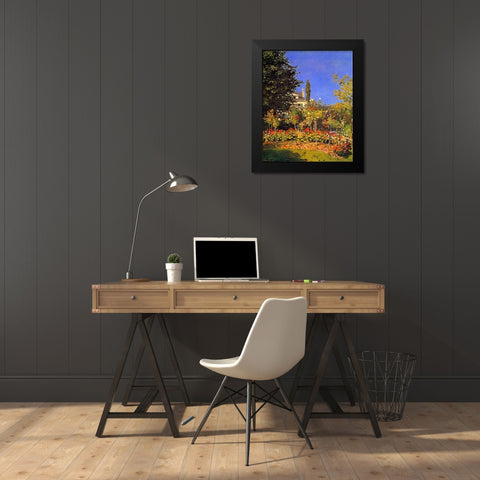 Flowering Garden 1866 Black Modern Wood Framed Art Print by Monet, Claude