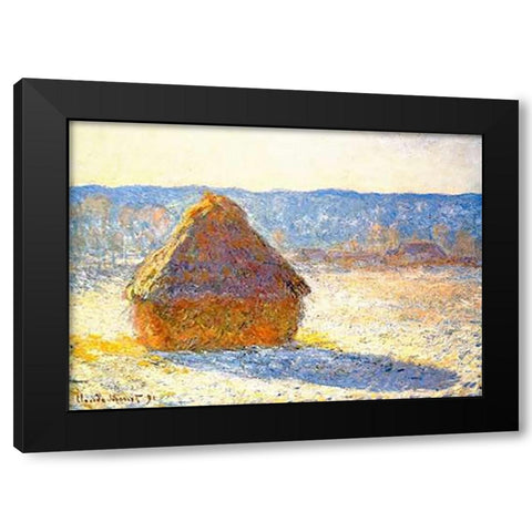 Haystack In Winter 1891 Black Modern Wood Framed Art Print by Monet, Claude