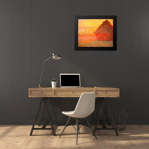 Haystack at Sunset 1891 Black Modern Wood Framed Art Print by Monet, Claude