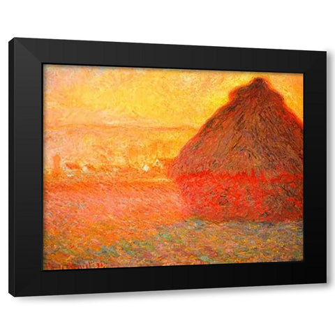 Haystack at Sunset 1891 Black Modern Wood Framed Art Print by Monet, Claude