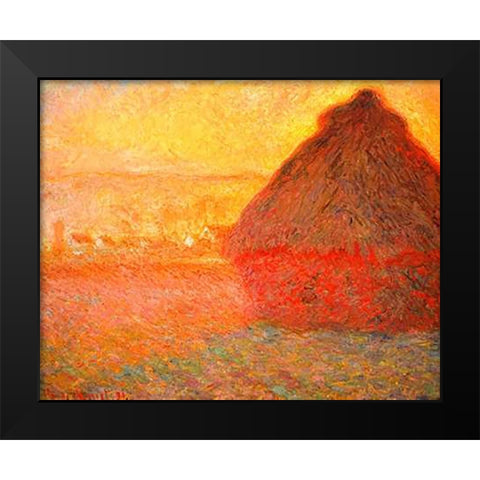 Haystack at Sunset 1891 Black Modern Wood Framed Art Print by Monet, Claude