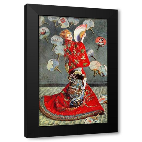 La Japonaise 1876 Black Modern Wood Framed Art Print with Double Matting by Monet, Claude
