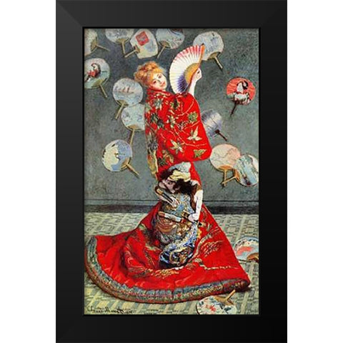 La Japonaise 1876 Black Modern Wood Framed Art Print by Monet, Claude