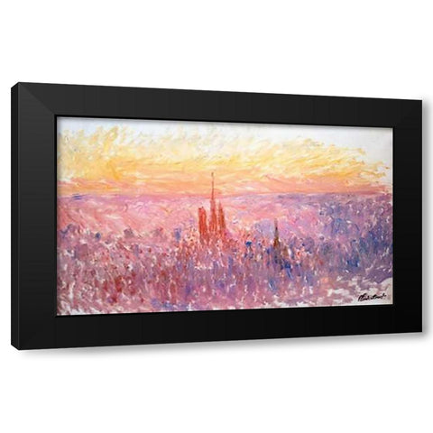 La Vue Generale De Rouen Black Modern Wood Framed Art Print with Double Matting by Monet, Claude