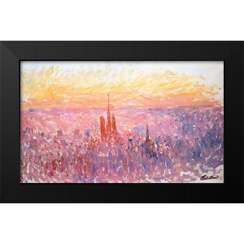 La Vue Generale De Rouen Black Modern Wood Framed Art Print by Monet, Claude