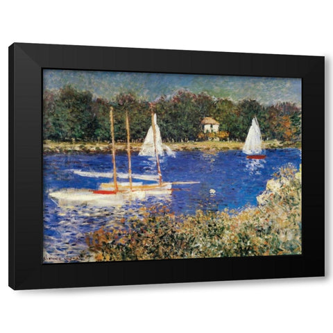 The Bassin At Argenteuil Black Modern Wood Framed Art Print by Monet, Claude