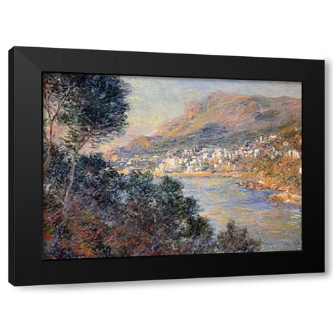 Monte Carlo vue de Cap Martin Black Modern Wood Framed Art Print with Double Matting by Monet, Claude